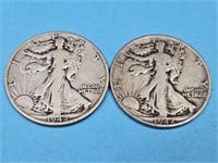 2-1942 S  Silver Walking Liberty Half Dollars