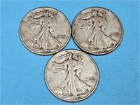 2-1942,1-1942 D Silver Walking Liberty Half Dollar