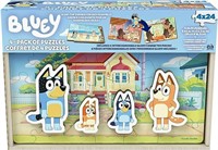 Bluey 4-Pack of Wooden 24-Piece Puzzles with