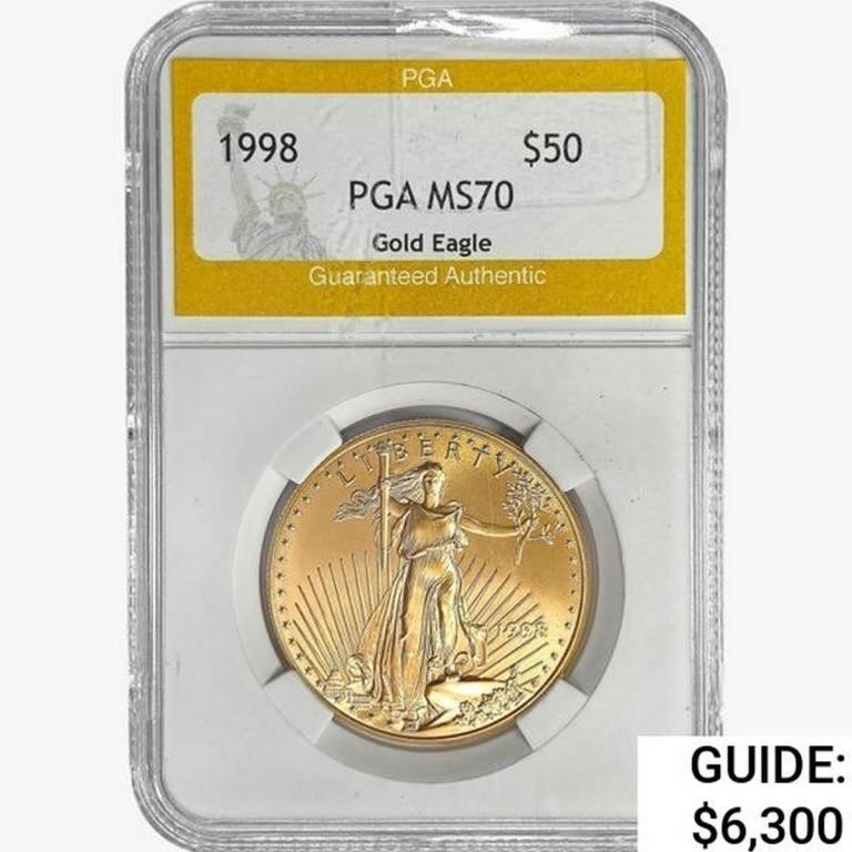 1998 $50 American 1oz. Gold Eagle PGA MS70