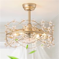 youngrender 20 Inch Gold Caged Ceiling Fan