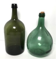 Vintage Green Glass Wine Jugs