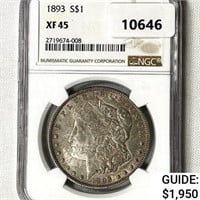1893 Morgan Silver Dollar NGC XF45