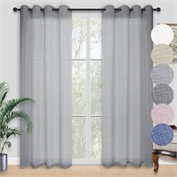 Kinryb Grey Semi Sheer Curtain Set for Living Room