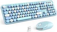MOFII Wireless Keyboard and Mouse Combo  Blue Retr