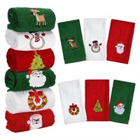 6 Pieces Christmas Decorative Hand Towels Embroide
