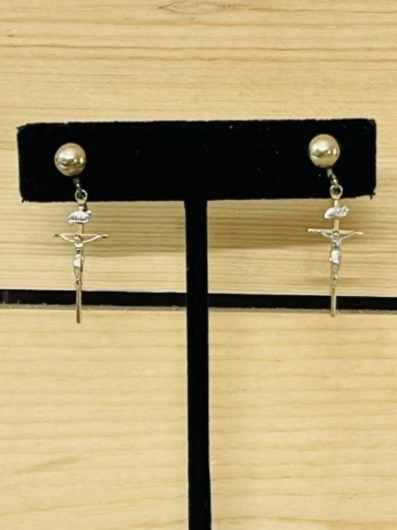 14k gold cross earrings 12k gold filled posts