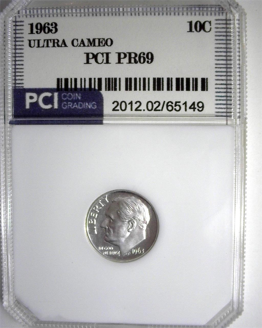 1963 Dime PR69 UC LISTS $275 IN 69DC