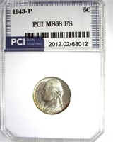 1943-P Nickel MS68 FS LISTS $12500