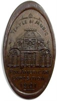 1901 Elongated Penny Temple of Music Pan Am Expo