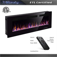 50" Electric Fireplace in-Wall Recessed/ Mounted