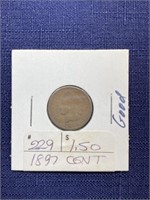 1897 Indian head penny coin