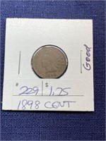 1898 Indian head penny coin
