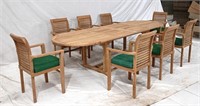 Teak OVAL outdoor dining table w/8 chairs  8-10