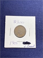 1903 Indian head penny coin