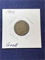 1902 Indian Head cent coin