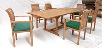 Teak outdoor dining table w/6 chairs Seats  6-8