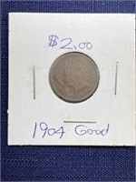 1904 Indian head penny coin