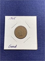 1905 Indian head penny coin