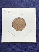 1906 Indian head penny coin