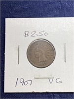 1907 Indian head penny coin