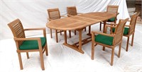 Teak OVAL outdoor dining table w/6 chairs  6-8
