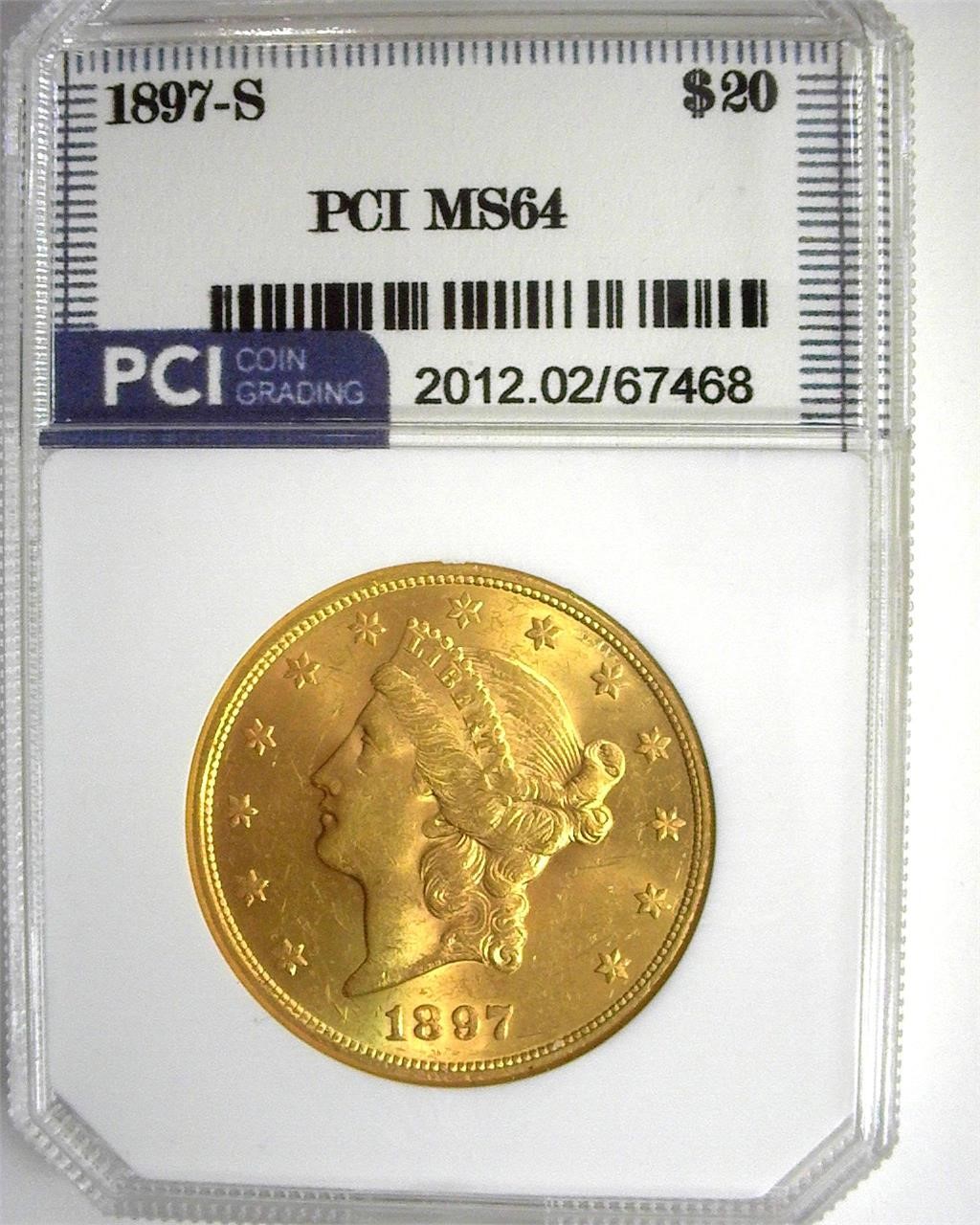 1897-S Gold $20 MS64 LISTS $4500