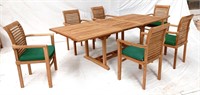 Teak outdoor dining table w/6 chairs Seats  6-8