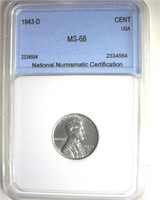 1943-D Cent MS68 LISTS $3000