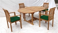 Teak OVAL outdoor dining table w/4 chairs  4-6