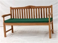 Teak Outdoor 5' Crown Back Bench w/ cushion.