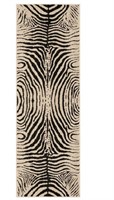 2'3"×7' Zebra Striped Woven Rug Black