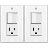 BESTTEN 2 Pack Combination Wall Light Switch and D