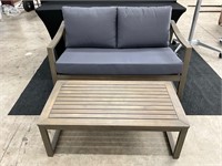 Wood Indoor/Outdoor Loveseat and Coffee Table
