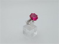 Sterling Pink Synthetic Ring