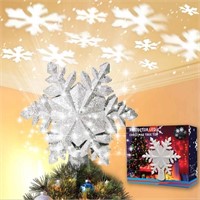 Christmas Tree Topper Lighted with White Snowflake