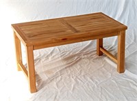 Teak outdoor rectangular coffee table.  35.5x20x18