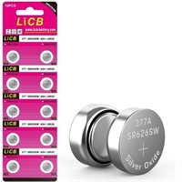LiCB 10 Pack SR626SW 377 Watch Battery,Long-Lastin
