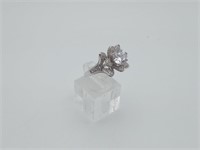 Sterling Silver Ornate Large White Cz Ring