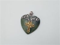 Sterling Large Connemara Marble Heart Pendant