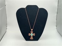 Timna Copper & Turquoise Filagree Pendant Chain