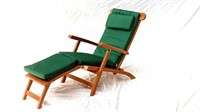 Teak Outdoor Steamer Chair Lounger with cushion