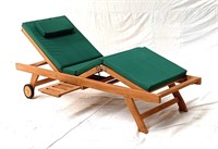 Teak outdoor sun lounger with cushion