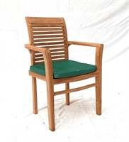 Teak Stacking Scroll Back Dining Chair w/ cushions