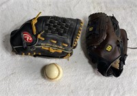 (1) Rawlings and (1) Wilson Baseball Glove