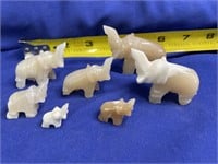 7 Vintage Miniature Onyx Elephants