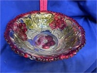 Hand Painted  glass 9” vegetable Bowl