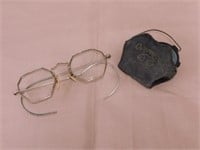 Antique octagon eyeglasses - Overspecs in leather