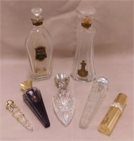6 vintage glass perfume bottles, tallest is 6.5"