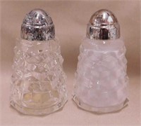 Pair of Fostoria glass salt & pepper shakers -